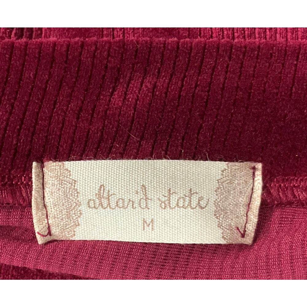 ALTAR'D STATE Velvet A Line Mini Skirt Stretch Burgundy Wine Red sz Medium NEW - Picture 7 of 7